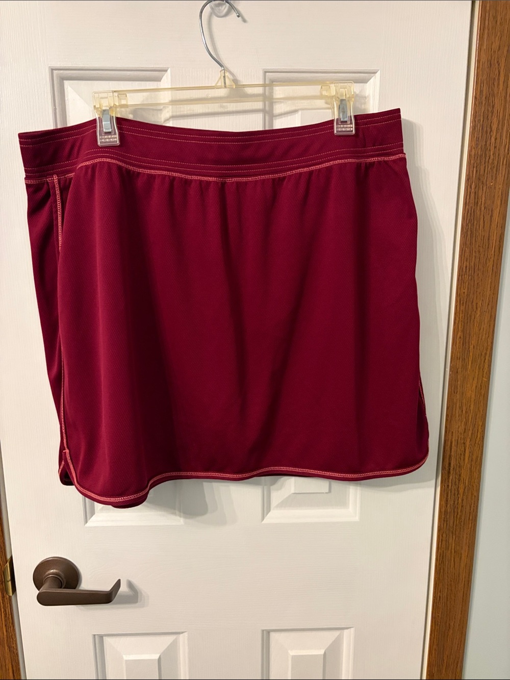 St. John's Bay Women's Athletic Skort in Burgundy with Contrast Stitching